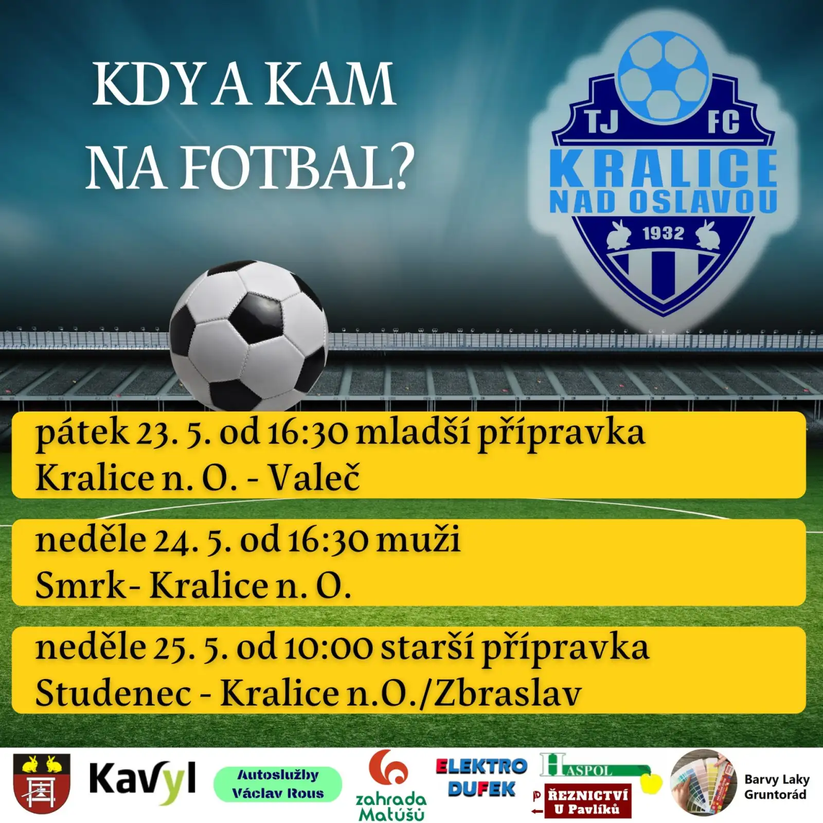 Pozvánka na víkendové zápasy